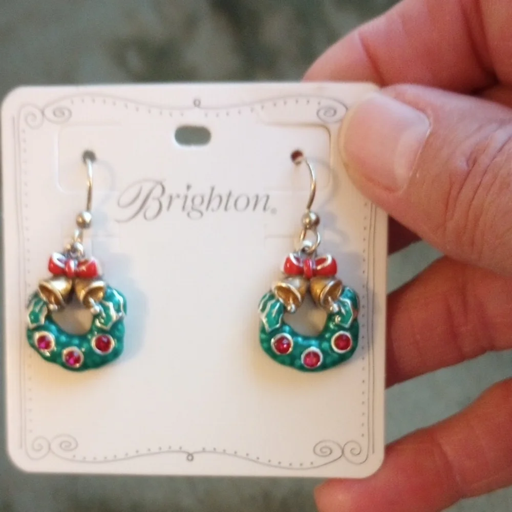 Brighton Holiday Wreath Earrings - Green and Red - Picture 1 of 4